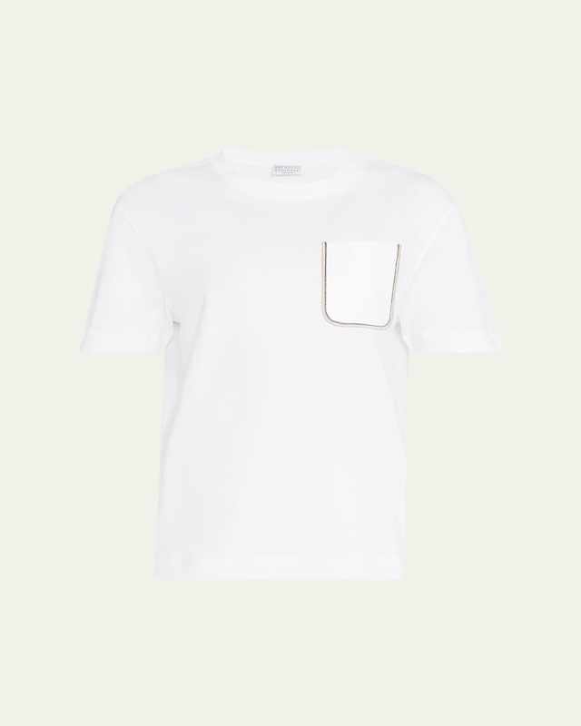 Monili Satin Pocket Cotton Jersey T-Shirt